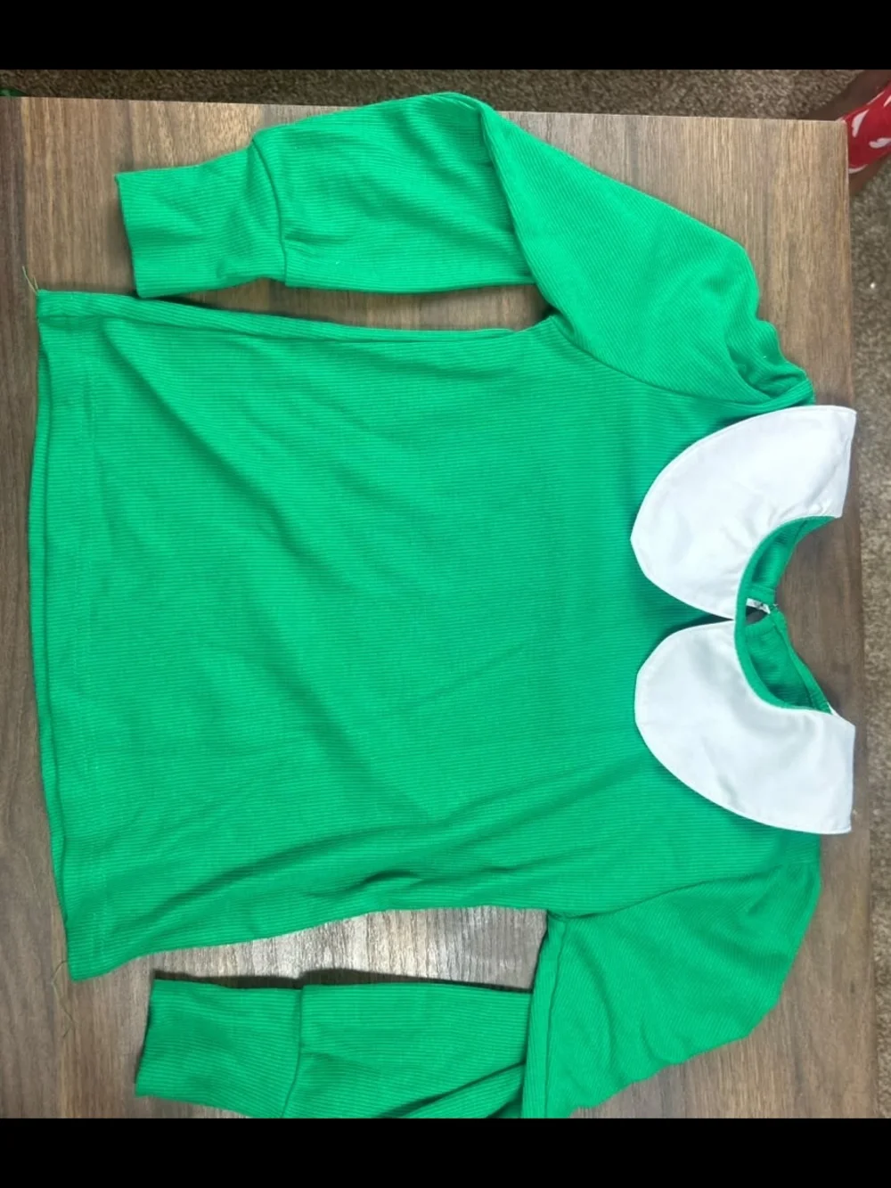 Kids Green Costume Top with White Peter Pan Collar